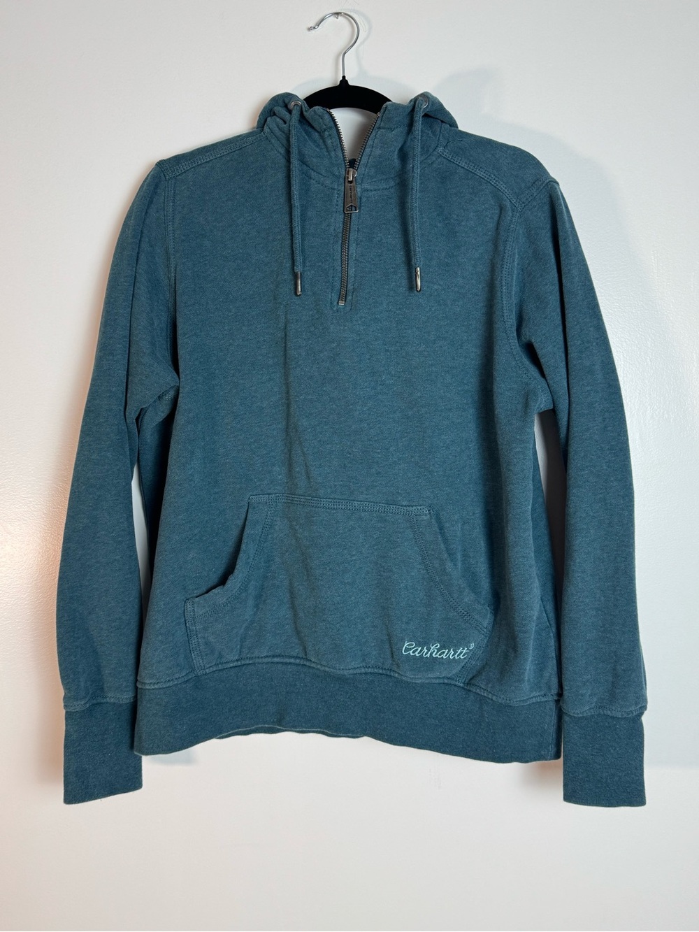 Teal Carhartt quarter zip hoodie - Large